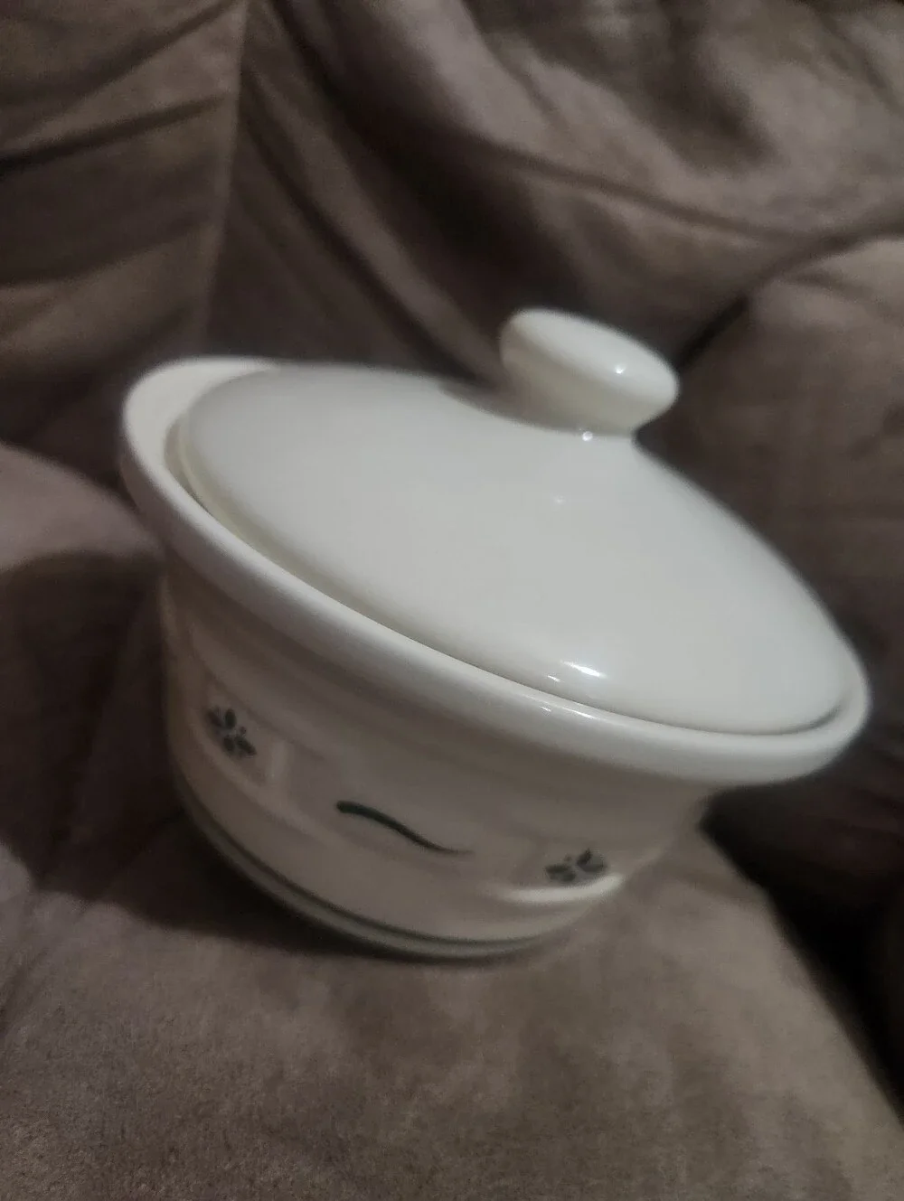 Longaberger Woven Traditions Butter Tub W/ Lid & Fabric & Plastic Liner Green